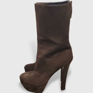 Giuseppe Zanotti Brown Suede Platform Midcalf Stiletto Boots